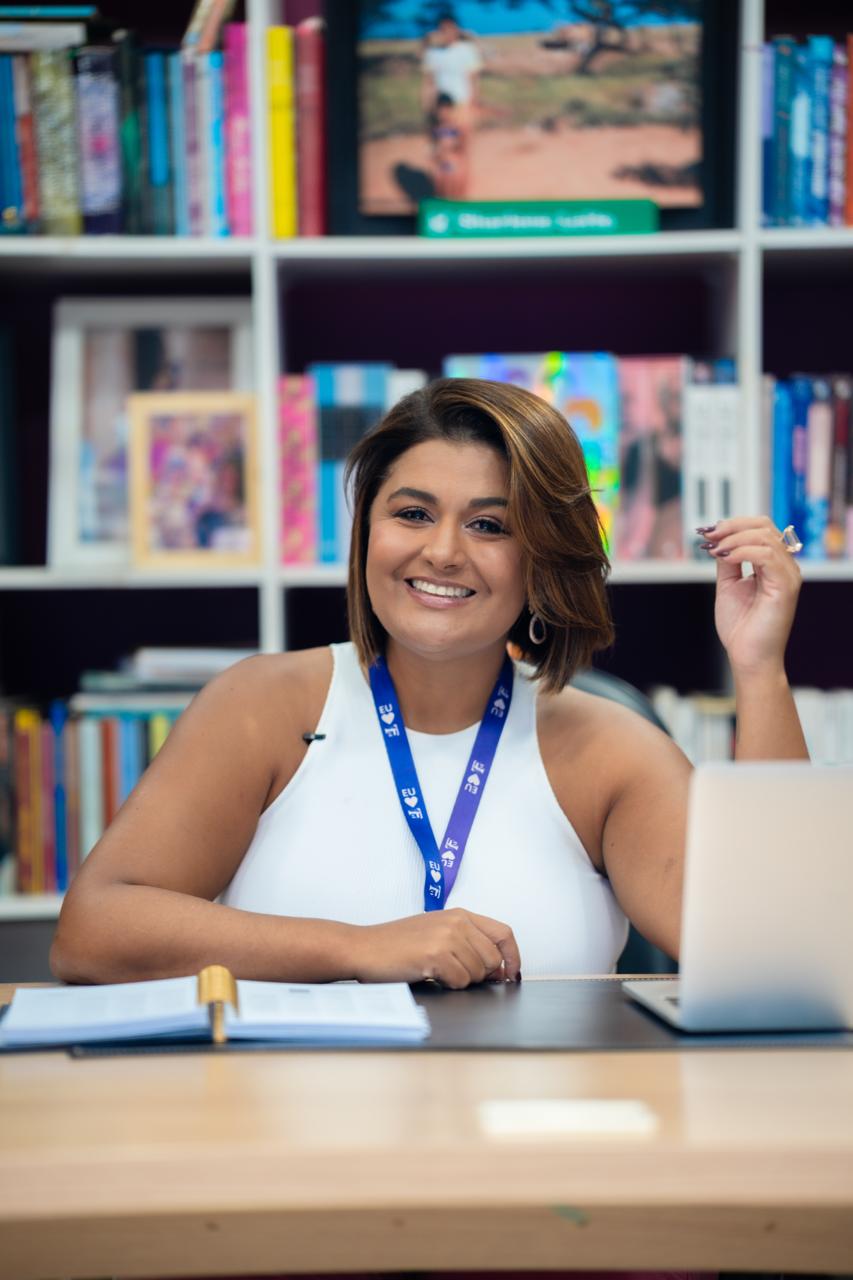 Sharlene Leite no Colégio Escrita Única, em Brasília